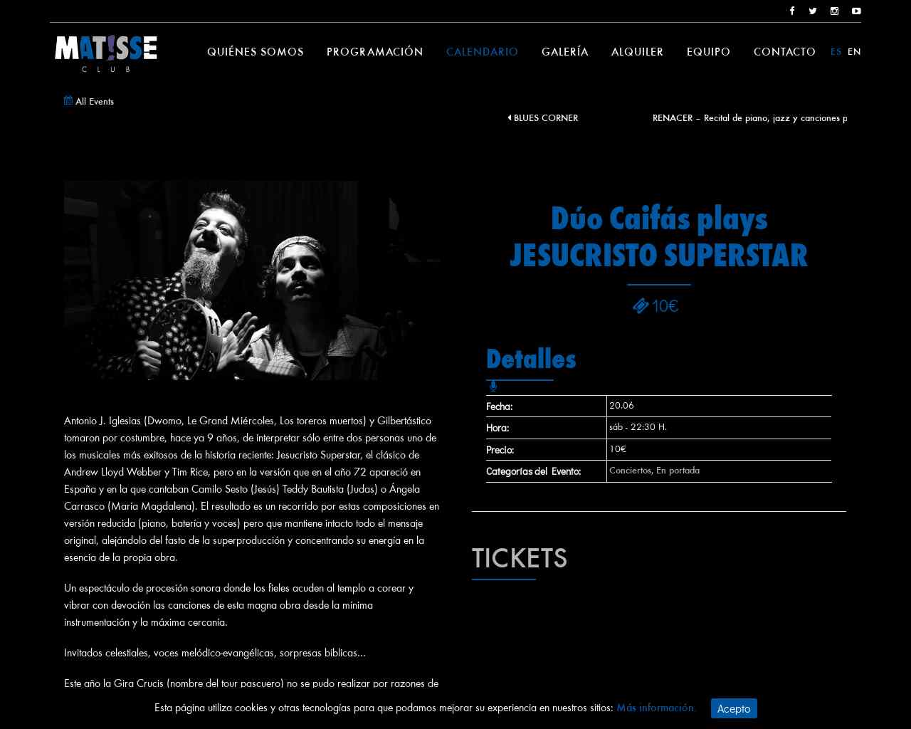 Dúo Caifás plays JESUCRISTO SUPERSTAR - Matisse Club