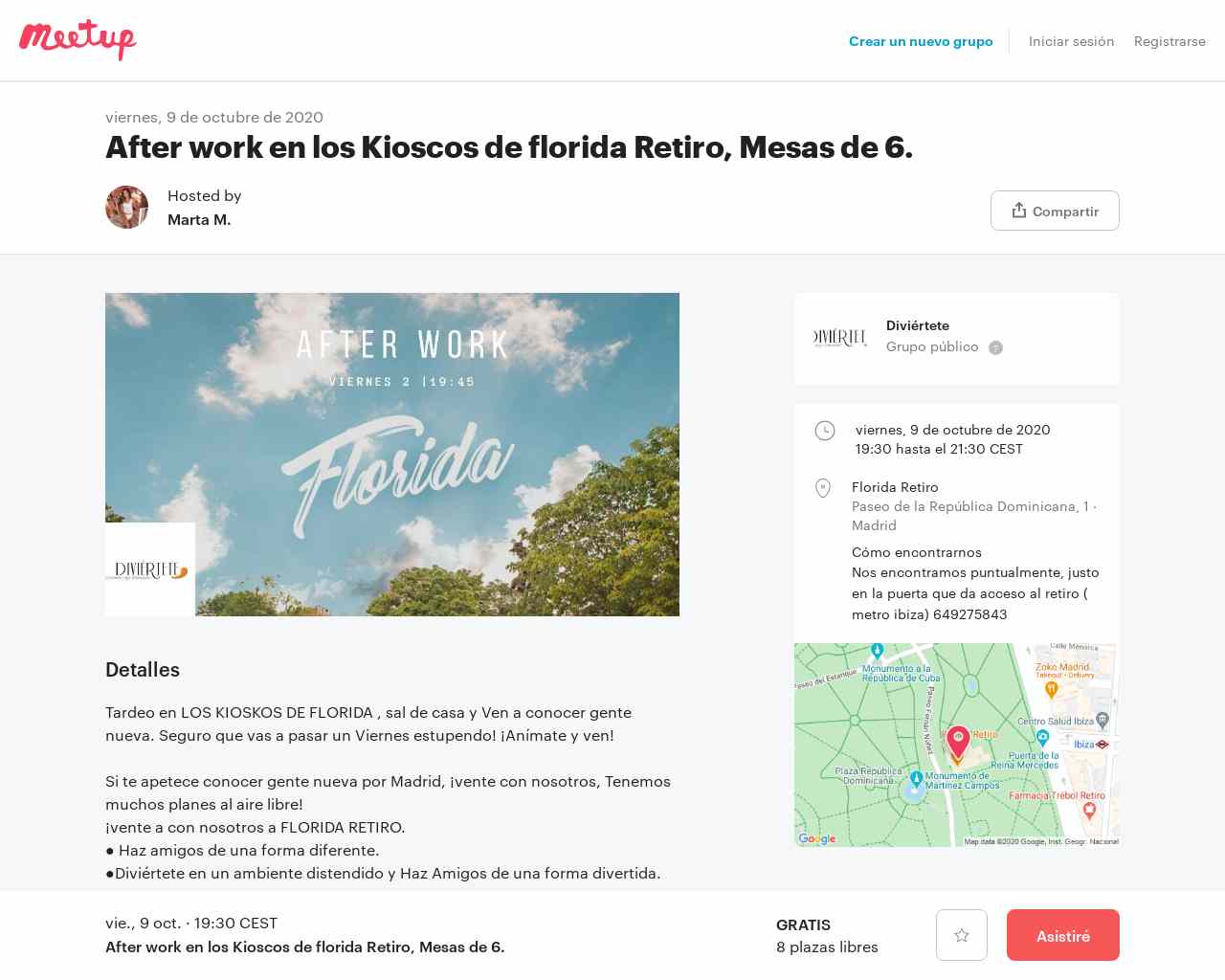 After work en los Kioscos de florida Retiro, Mesas de 6. | Meetup