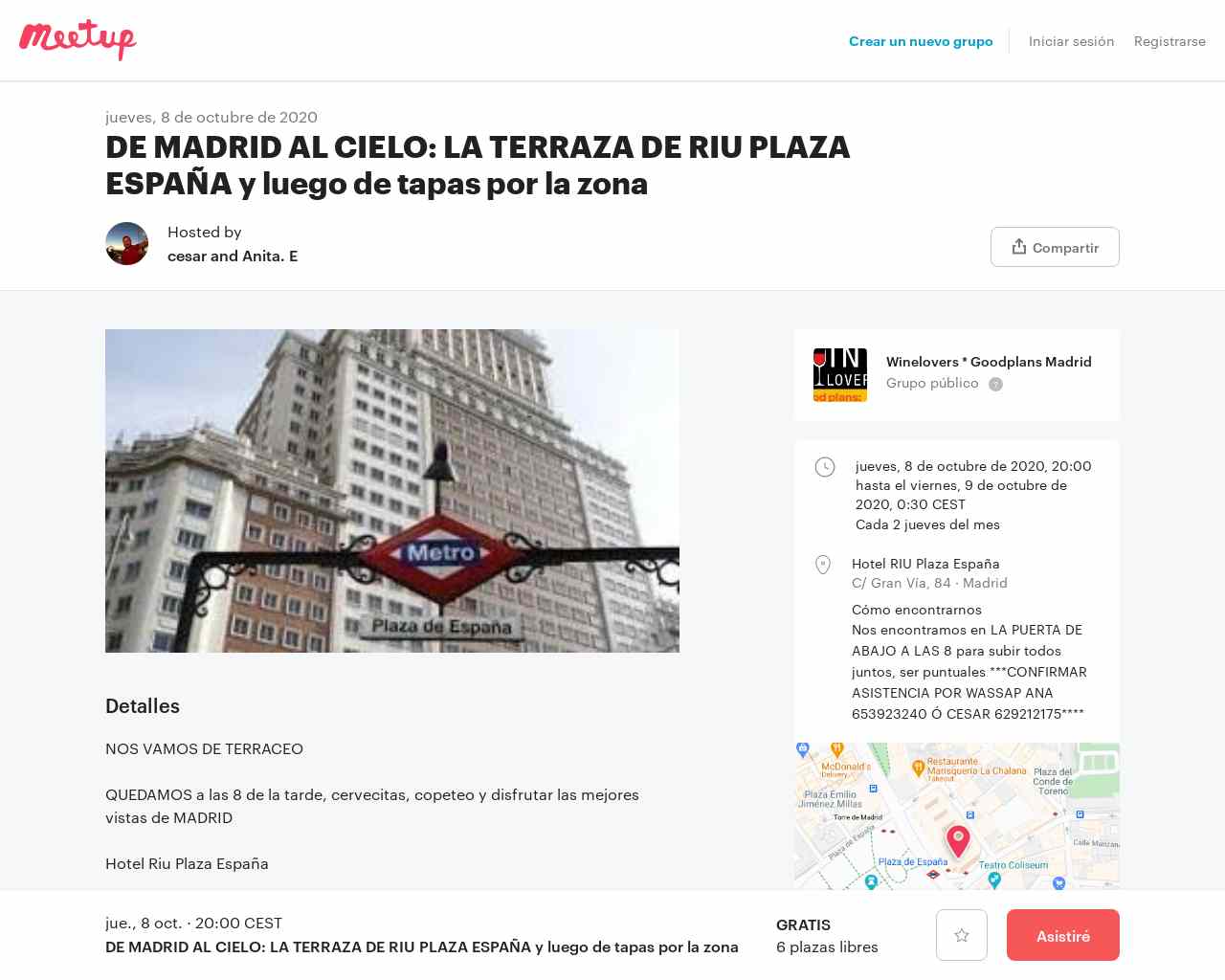 DE MADRID AL CIELO: LA TERRAZA DE RIU PLAZA ESPAÑA y luego de tapas por la zona | Meetup