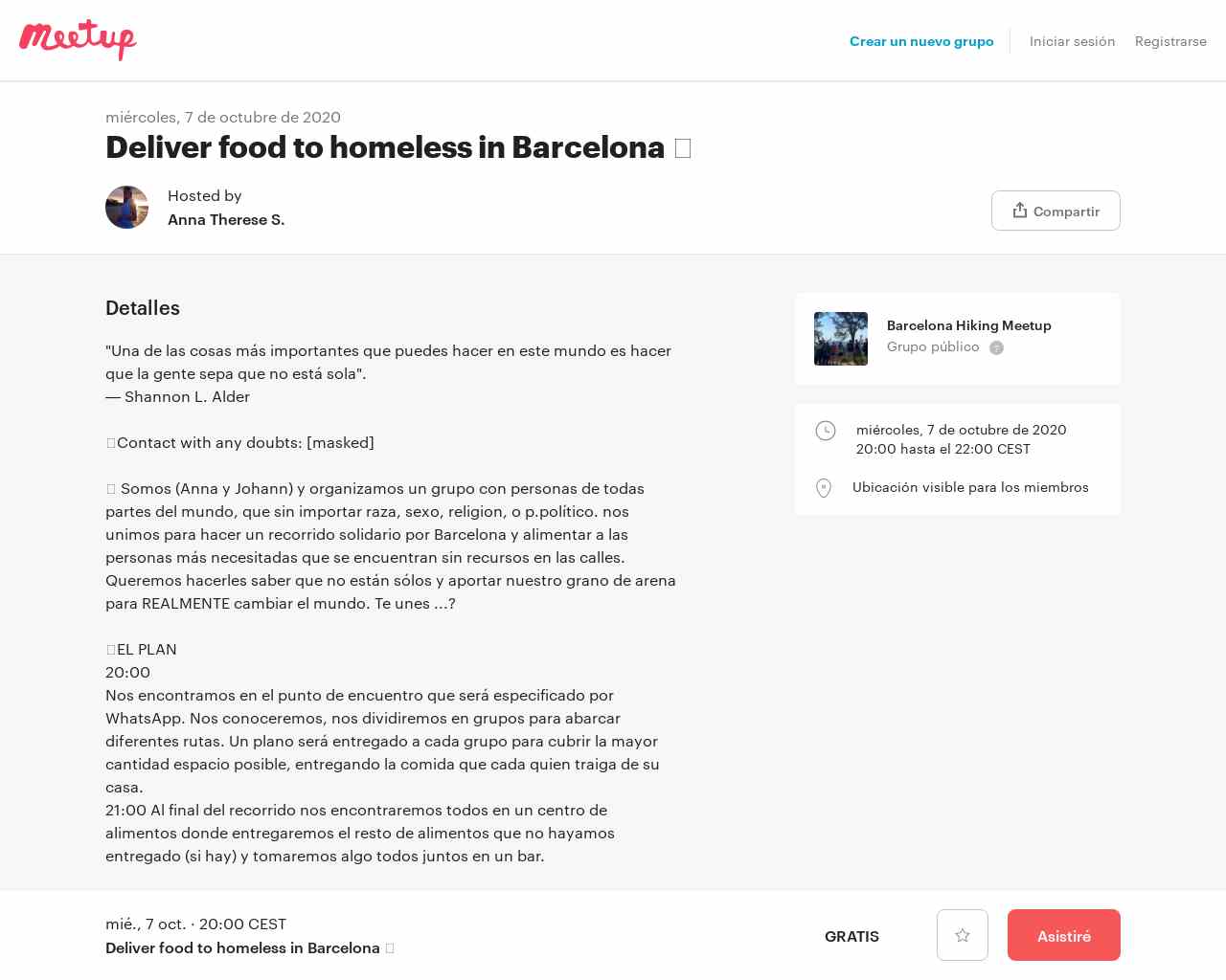 Deliver food to homeless in Barcelona 🍲 | Meetup