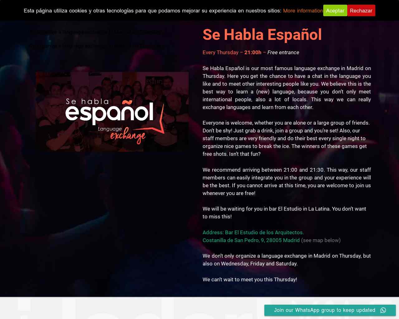 Language exchange in Madrid on Thursday - Se Habla Español