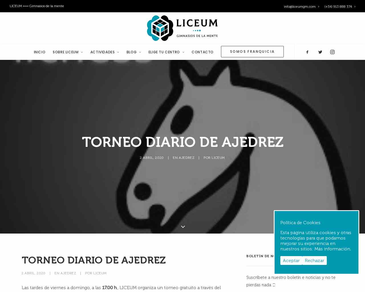 TORNEO DIARIO DE AJEDREZ - Liceum Gimnasios de la Mente