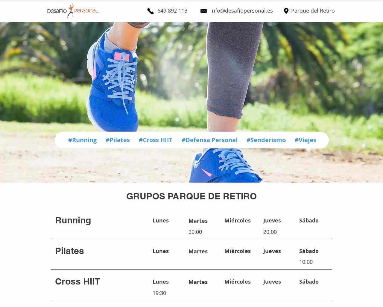 Running | Pilates | Cross HIIT | Defensa Personal | Parque El Retiro