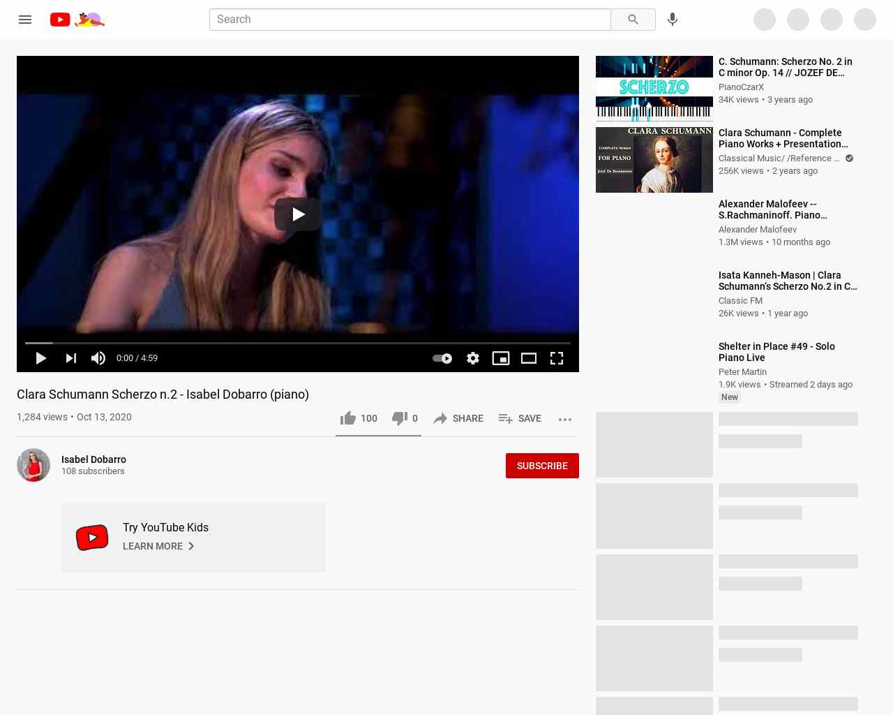 Clara Schumann Scherzo n.2 - Isabel Dobarro (piano) - YouTube